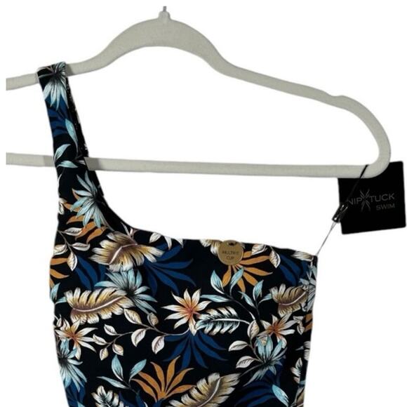 Nip Tuck Rhonda One-Shoulder Tropical Leaf Swimsuit NWT Size 4 - Picture 11 of 13